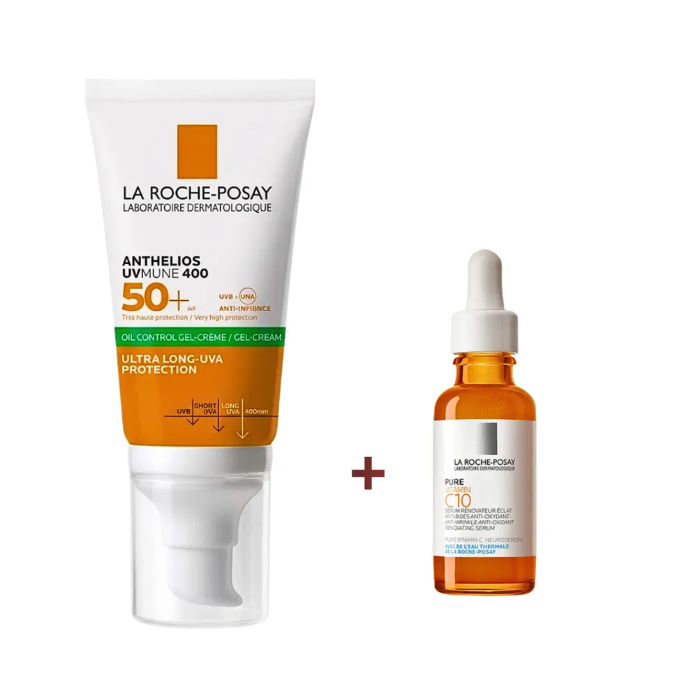La Roche-Posay Anthelios Creme Matifiante Teinte SPF50+50ml+Pure Vitamine C12 Format Voyage Pack