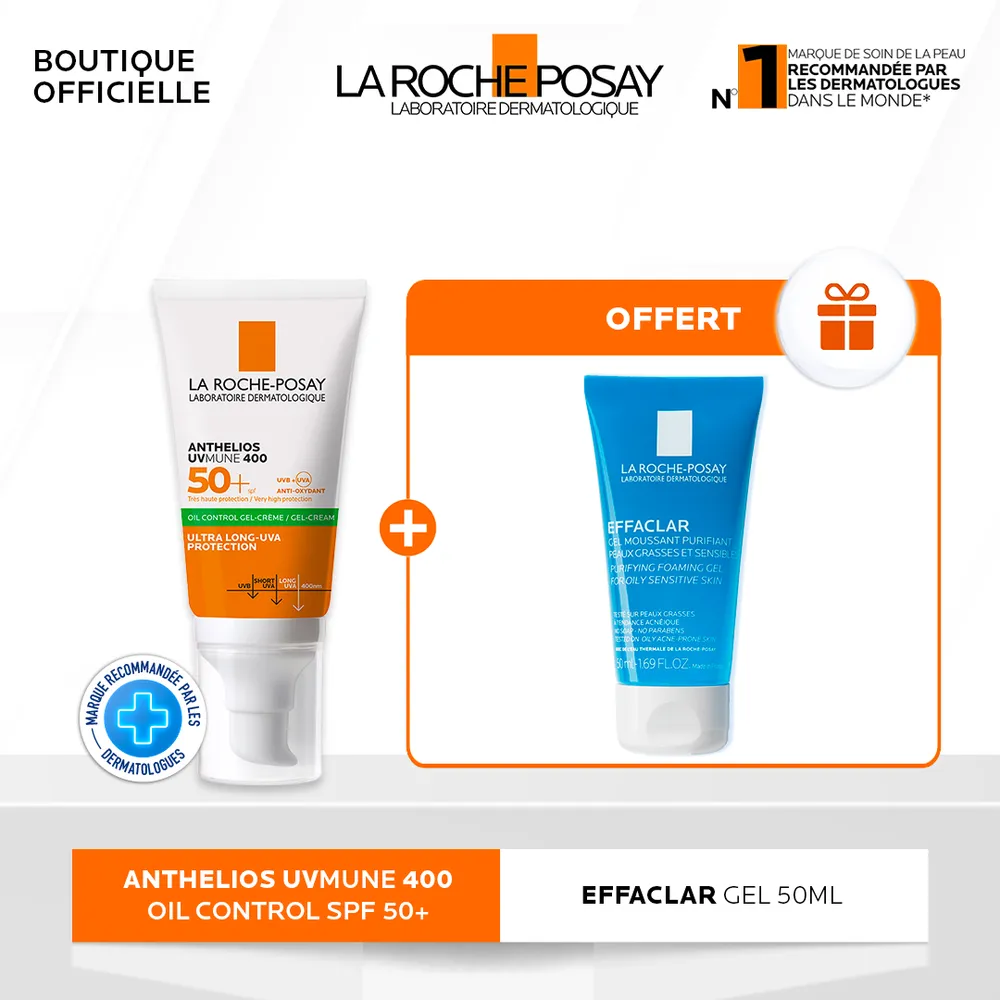 La Roche-Posay Anthelios UV MUNE Crème Solaire Matifiante SPF50ml = Effaclar Gel Nettoyant 50ml Offert