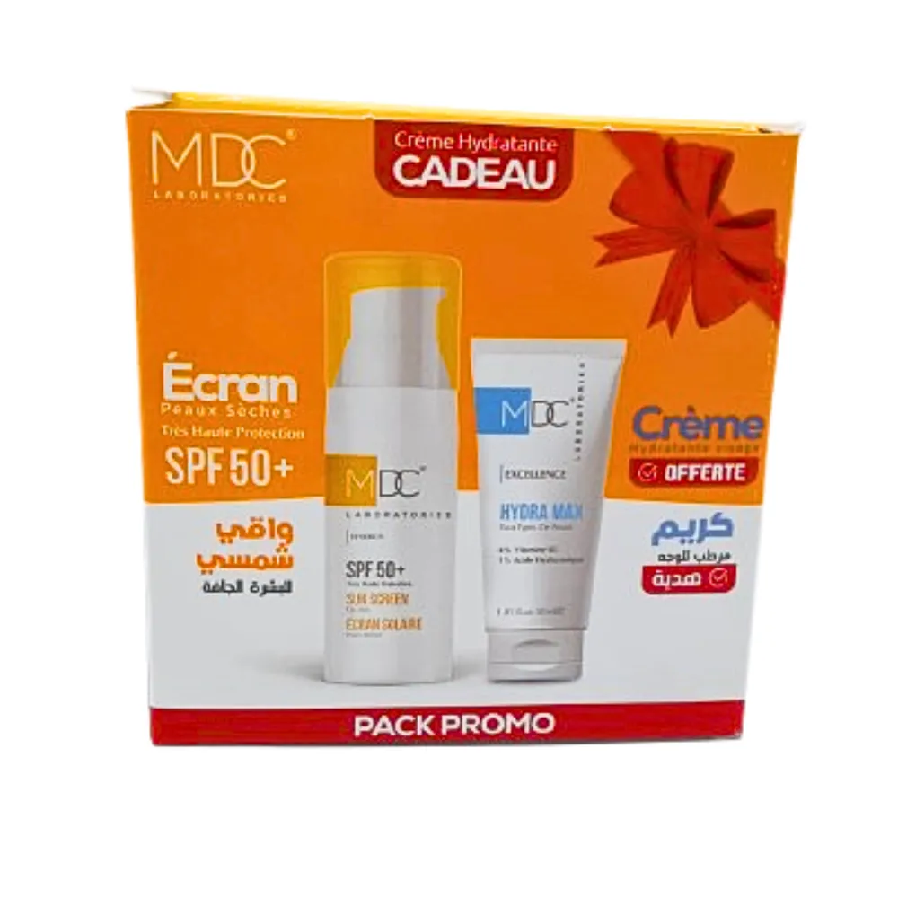 MDC Synergy Ecran Solaire Peaux Seche SPF50+ 50ml+Hydra Max Creme Pack