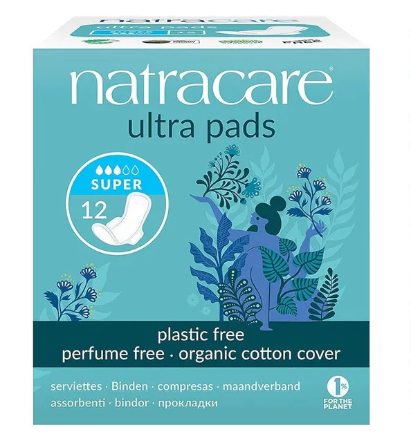 Natracare Serviette Ultra Super + Wings 12unités