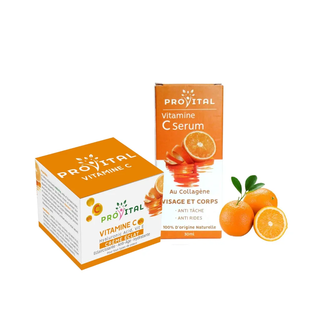 Pro Vital Serum au Collagene 30ml+ Creme Eclat Vitamine C Pack