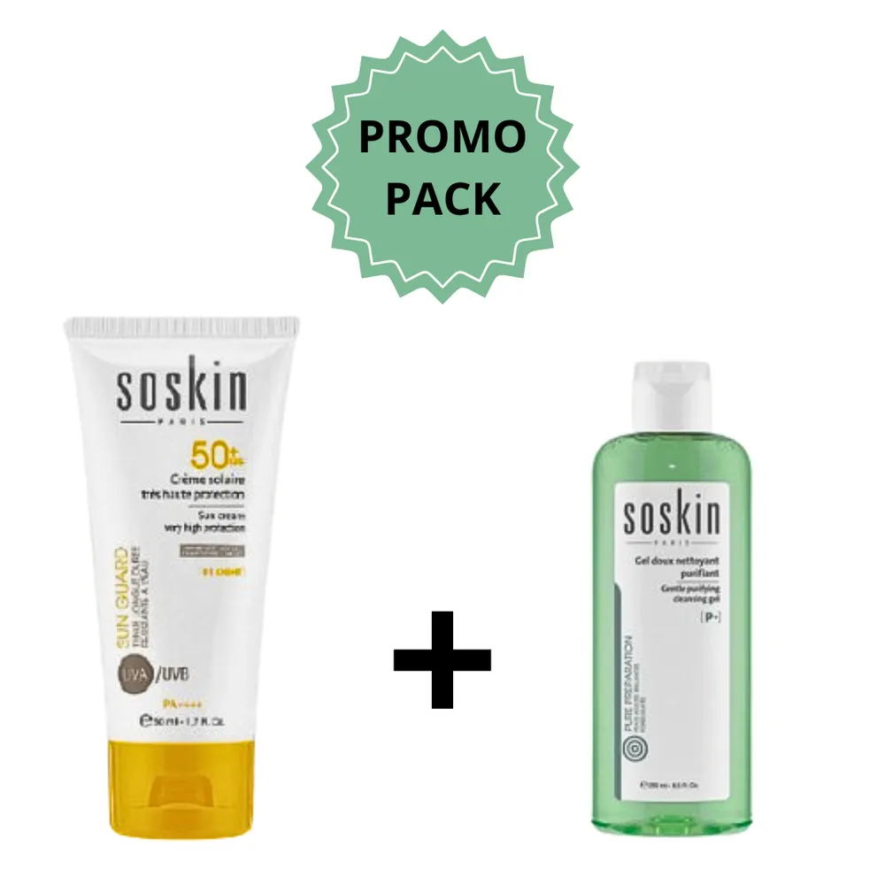 Soskin Ecran Fluide Invisible SPF50+ 125ml+Gel Nettoyent 100ml Pack