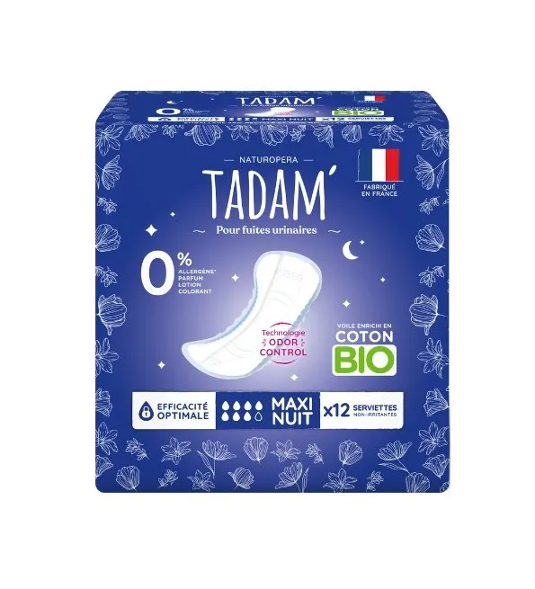Tadam Serviettes Fuites Urinaires Maxi Night X 12