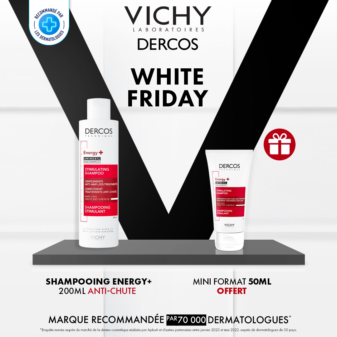 Vichy Dercos Technique ENERGY+ Shampooing Stimulant Anti-Chute | 200ml = Mini Format 50ml Offert