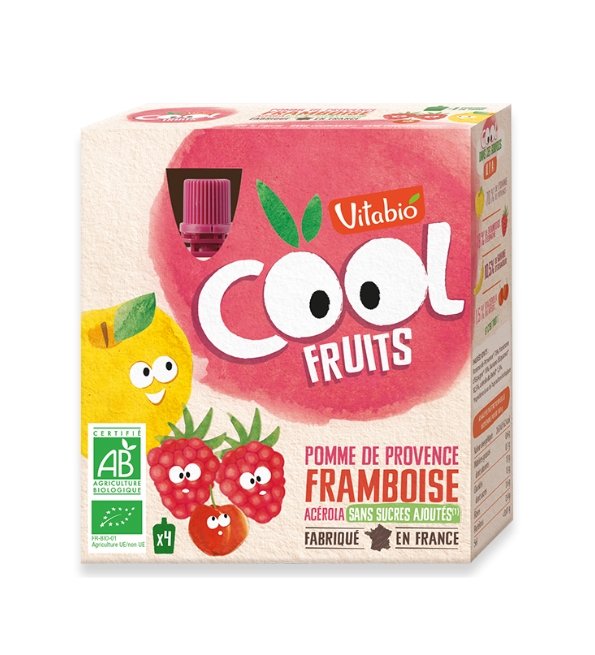 VITABIO COOL FRUITS POMME FRAMBOISE 4 X 90G